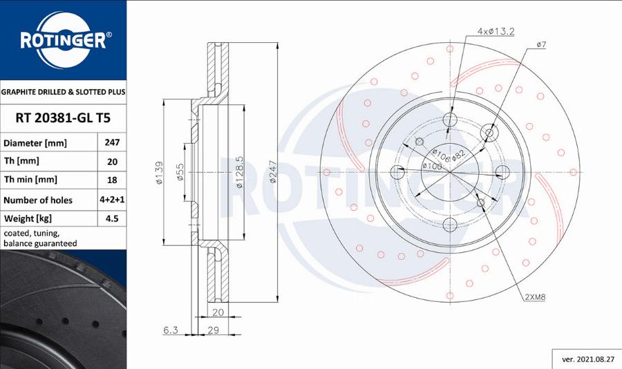 Rotinger RT 20381-GL T5 - Тормозной диск www.autospares.lv