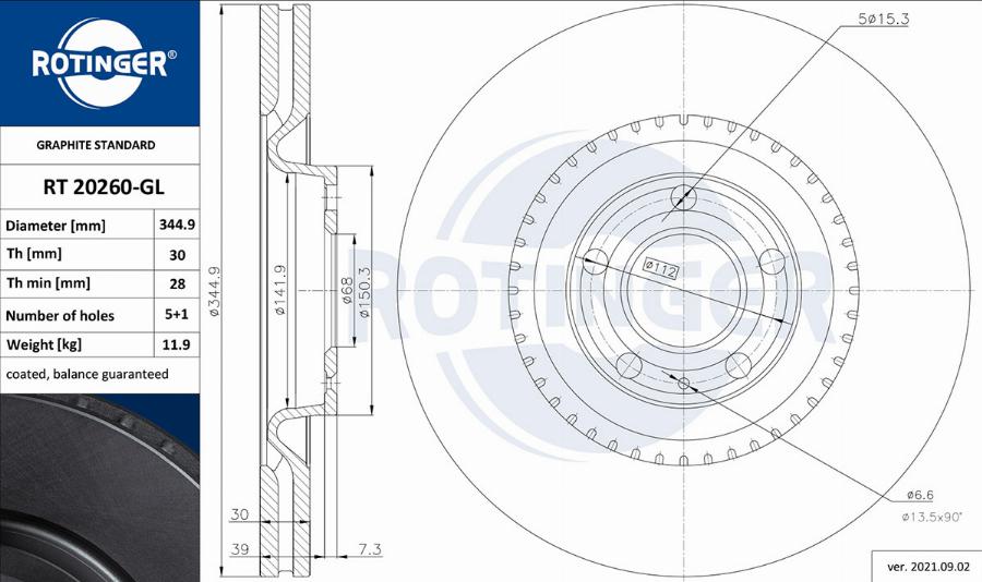 Rotinger RT 20260-GL - Тормозной диск www.autospares.lv