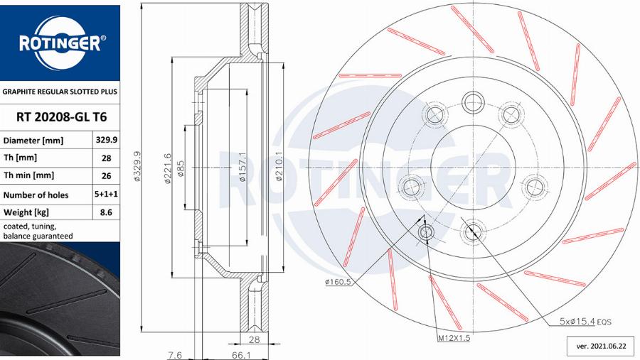 Rotinger RT 20208-GL T6 - Bremžu diski autospares.lv