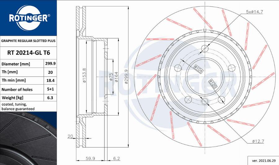 Rotinger RT 20214-GL T6 - Bremžu diski autospares.lv