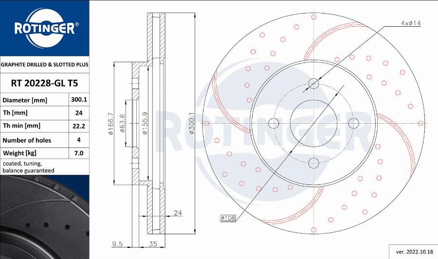 Rotinger RT 20228-GL T5 - Bremžu diski www.autospares.lv