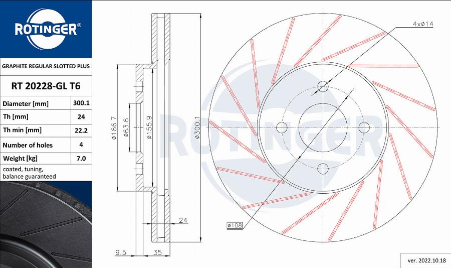 Rotinger RT 20228-GL T6 - Bremžu diski www.autospares.lv