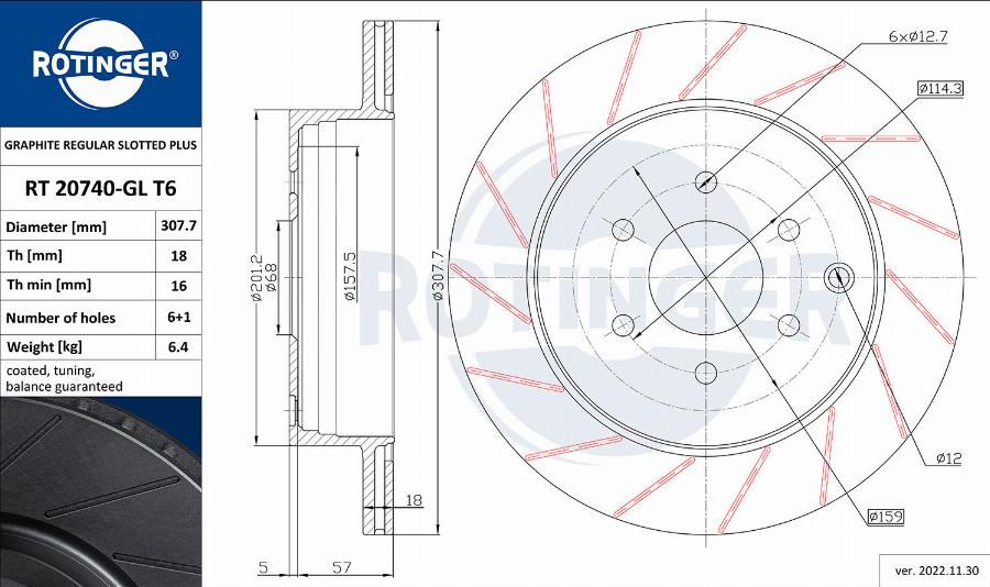 Rotinger RT 20740-GL T6 - Bremžu diski autospares.lv