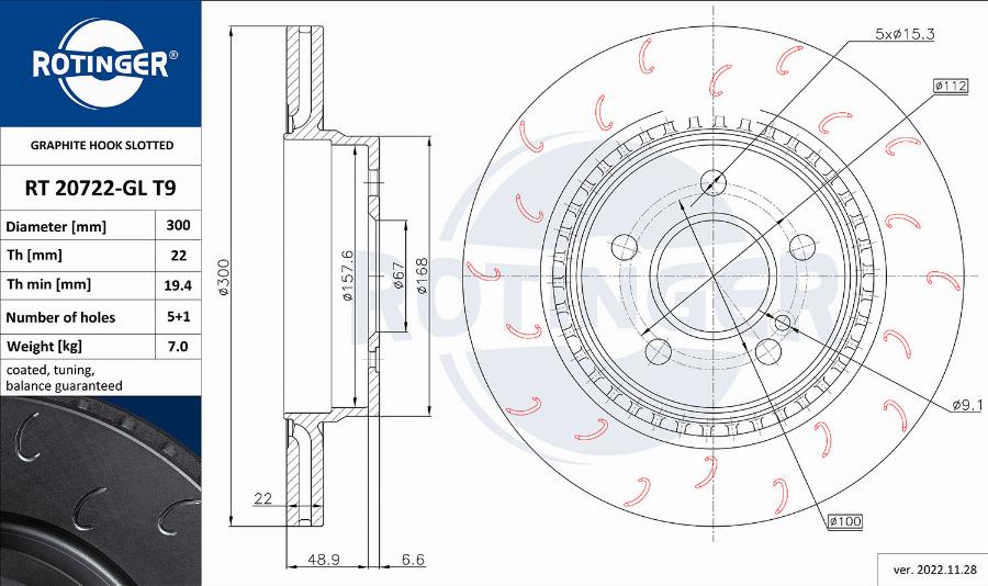 Rotinger RT 20722-GL T9 - Bremžu diski www.autospares.lv