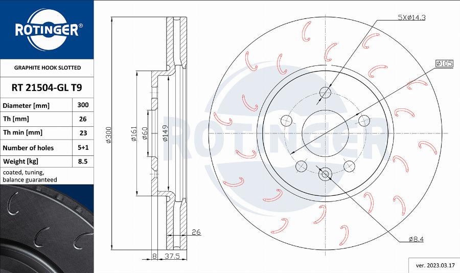 Rotinger RT 21504-GL T9 - Bremžu diski autospares.lv