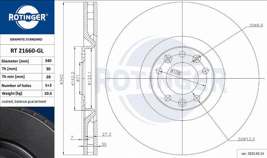 Rotinger RT 21660-GL - Bremžu diski www.autospares.lv