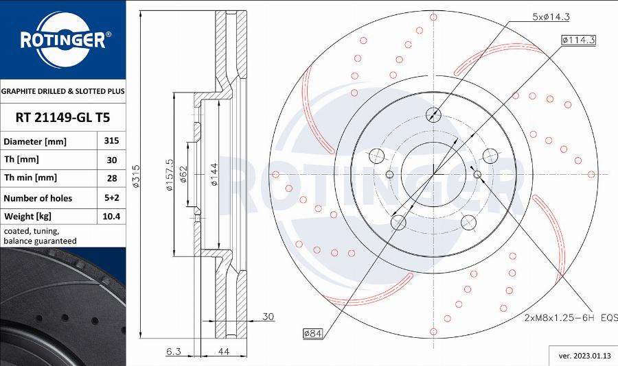 Rotinger RT 21149-GL T5 - Bremžu diski autospares.lv