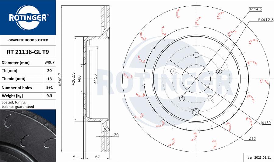 Rotinger RT 21136-GL T9 - Bremžu diski www.autospares.lv