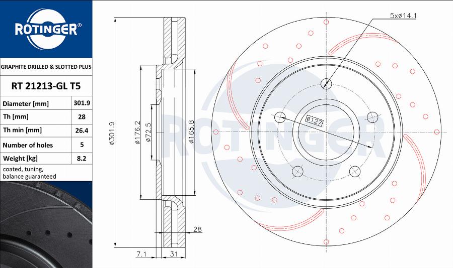 Rotinger RT 21213-GL T5 - Bremžu diski www.autospares.lv