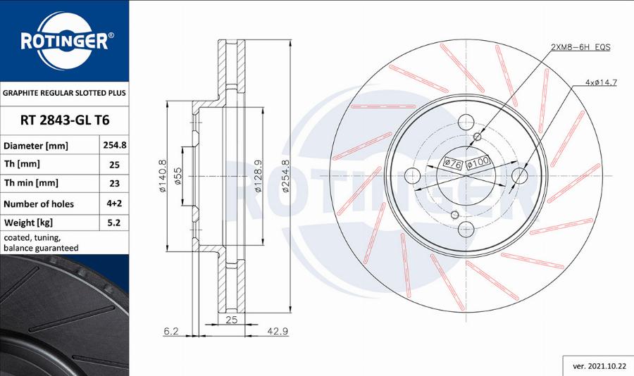 Rotinger RT 2843-GL T6 - Bremžu diski www.autospares.lv