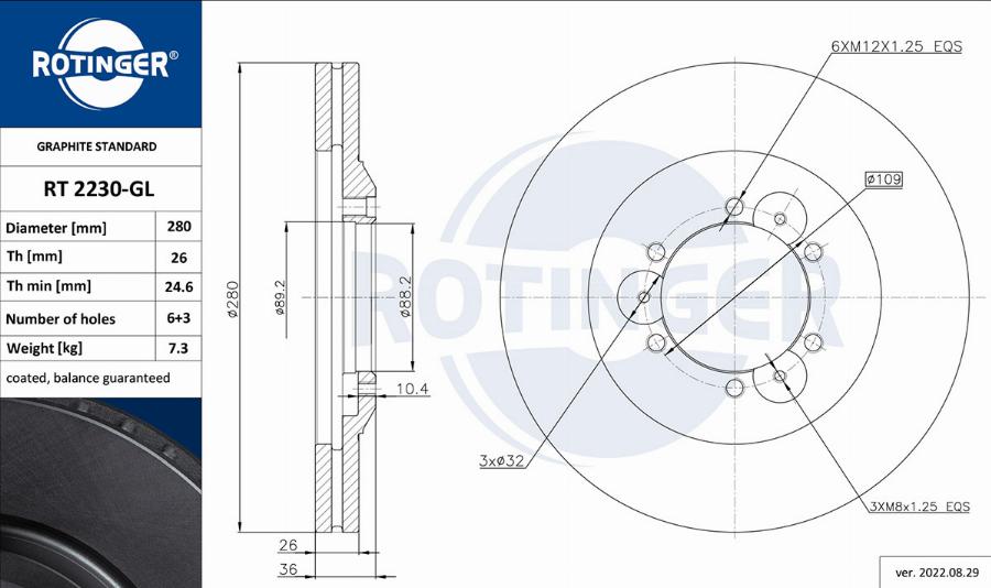 Rotinger RT 2230-GL - Bremžu diski www.autospares.lv