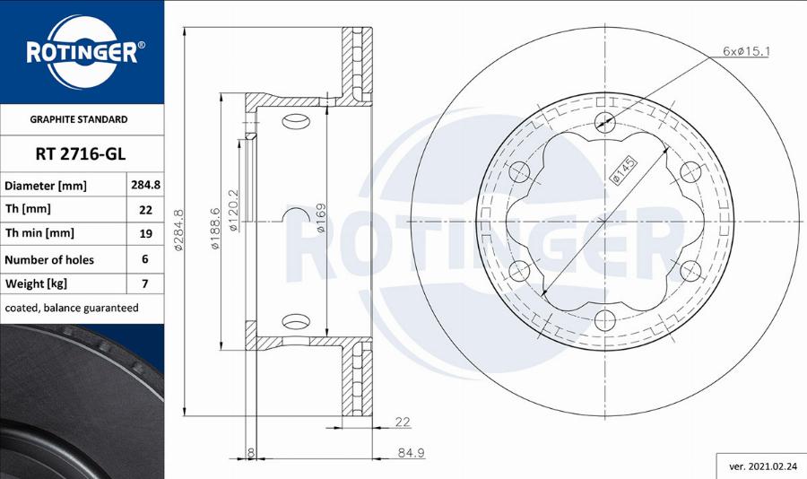 Rotinger RT 2716-GL - Bremžu diski www.autospares.lv