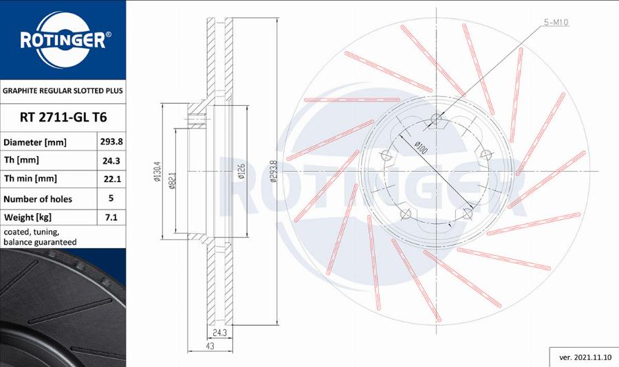 Rotinger RT 2711-GL T6 - Bremžu diski www.autospares.lv