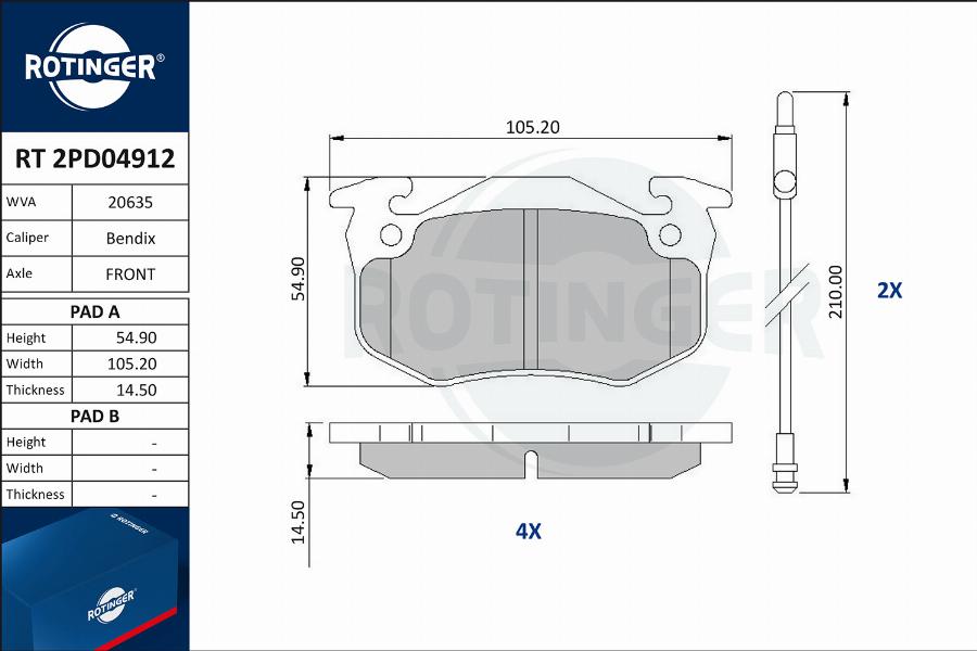 Rotinger RT 2PD04912 - Bremžu uzliku kompl., Disku bremzes autospares.lv