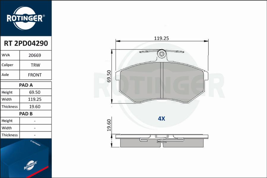 Rotinger RT 2PD04290 - Bremžu uzliku kompl., Disku bremzes autospares.lv