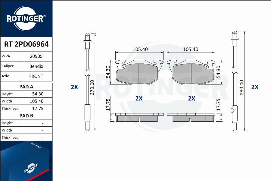 Rotinger RT 2PD06964 - Bremžu uzliku kompl., Disku bremzes autospares.lv