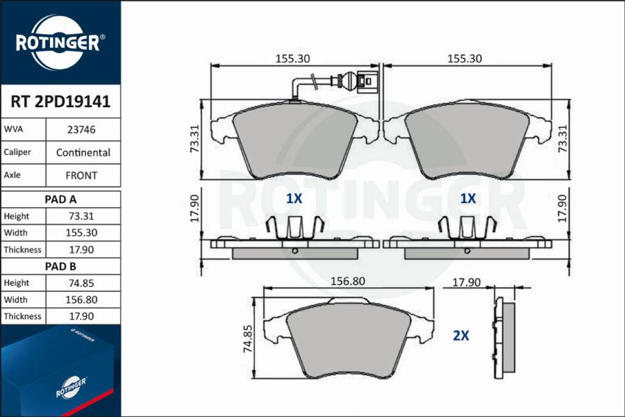 Rotinger RT 2PD19141 - Bremžu uzliku kompl., Disku bremzes www.autospares.lv