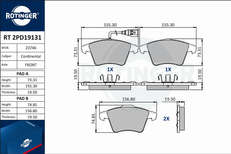 Rotinger RT 2PD19131 - Bremžu uzliku kompl., Disku bremzes www.autospares.lv