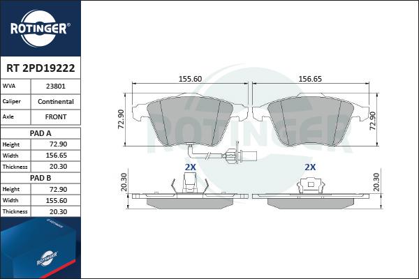 Rotinger RT 2PD19222 - Bremžu uzliku kompl., Disku bremzes www.autospares.lv