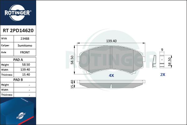 Rotinger RT 2PD14620 - Bremžu uzliku kompl., Disku bremzes www.autospares.lv