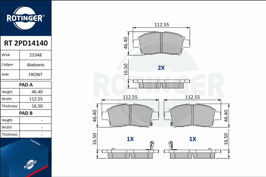 Rotinger RT 2PD14140 - Bremžu uzliku kompl., Disku bremzes autospares.lv