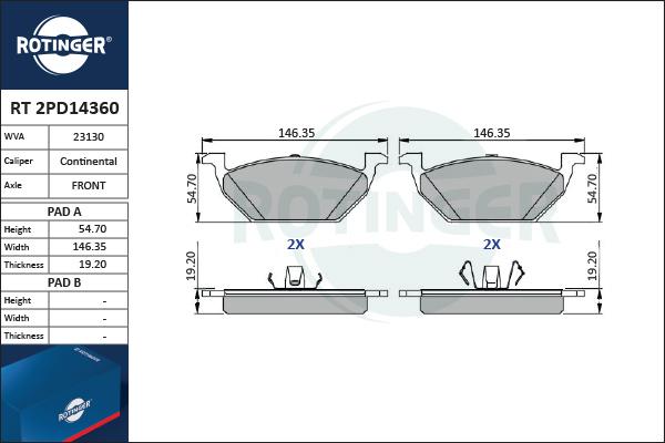 Rotinger RT 2PD14360 - Bremžu uzliku kompl., Disku bremzes autospares.lv