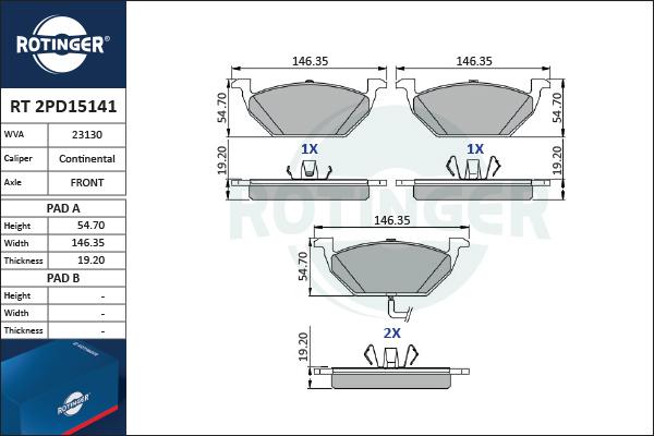 Rotinger RT 2PD15141 - Bremžu uzliku kompl., Disku bremzes www.autospares.lv