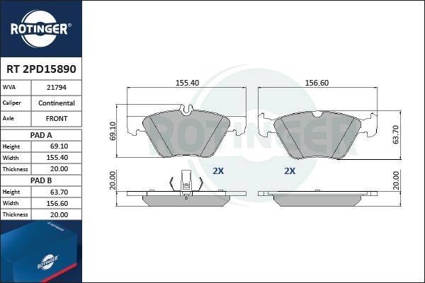 Rotinger RT 2PD15890 - Bremžu uzliku kompl., Disku bremzes www.autospares.lv