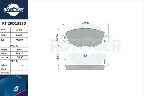 Rotinger RT 2PD15330 - Bremžu uzliku kompl., Disku bremzes autospares.lv