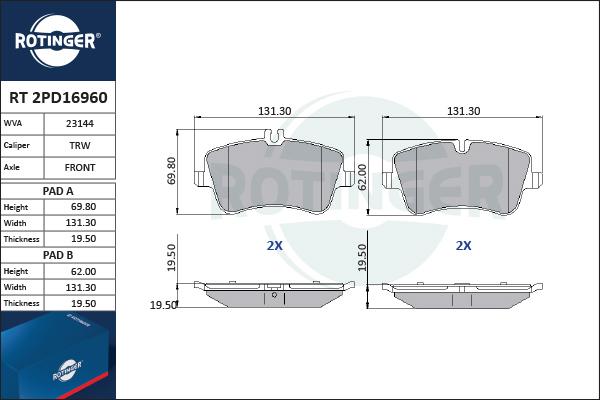 Rotinger RT 2PD16960 - Bremžu uzliku kompl., Disku bremzes autospares.lv