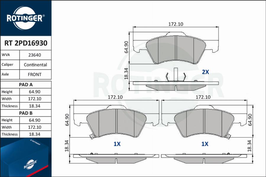 Rotinger RT 2PD16930 - Bremžu uzliku kompl., Disku bremzes www.autospares.lv