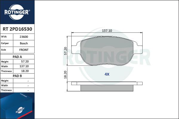 Rotinger RT 2PD16530 - Bremžu uzliku kompl., Disku bremzes autospares.lv