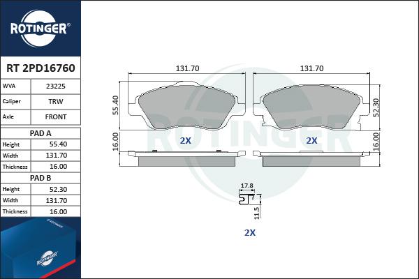 Rotinger RT 2PD16760 - Bremžu uzliku kompl., Disku bremzes autospares.lv