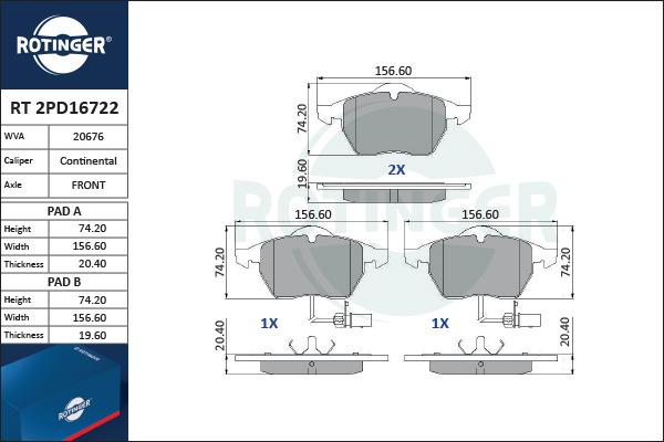 Rotinger RT 2PD16722 - Bremžu uzliku kompl., Disku bremzes autospares.lv