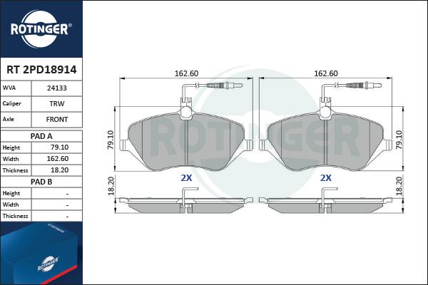 Rotinger RT 2PD18914 - Bremžu uzliku kompl., Disku bremzes autospares.lv