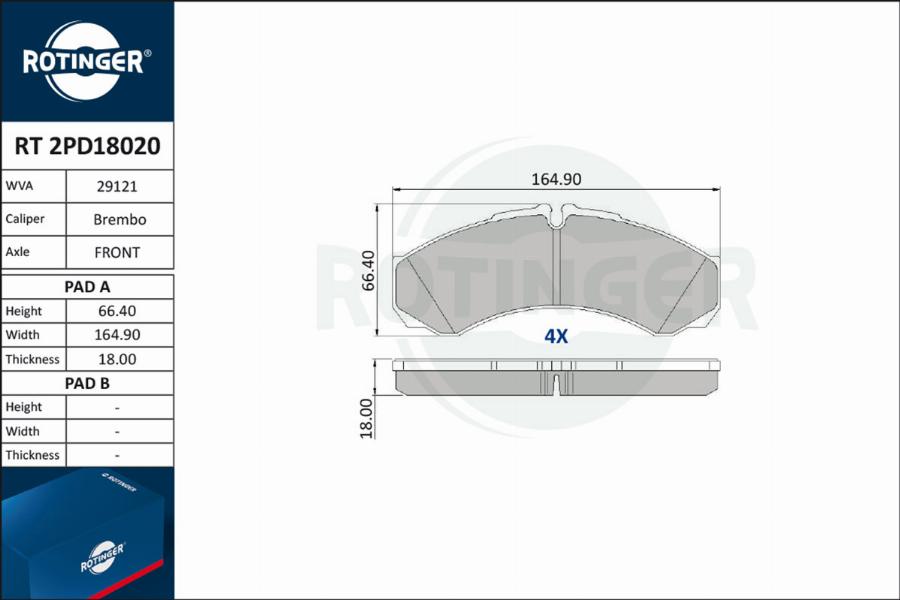 Rotinger RT 2PD18020 - Bremžu uzliku kompl., Disku bremzes www.autospares.lv