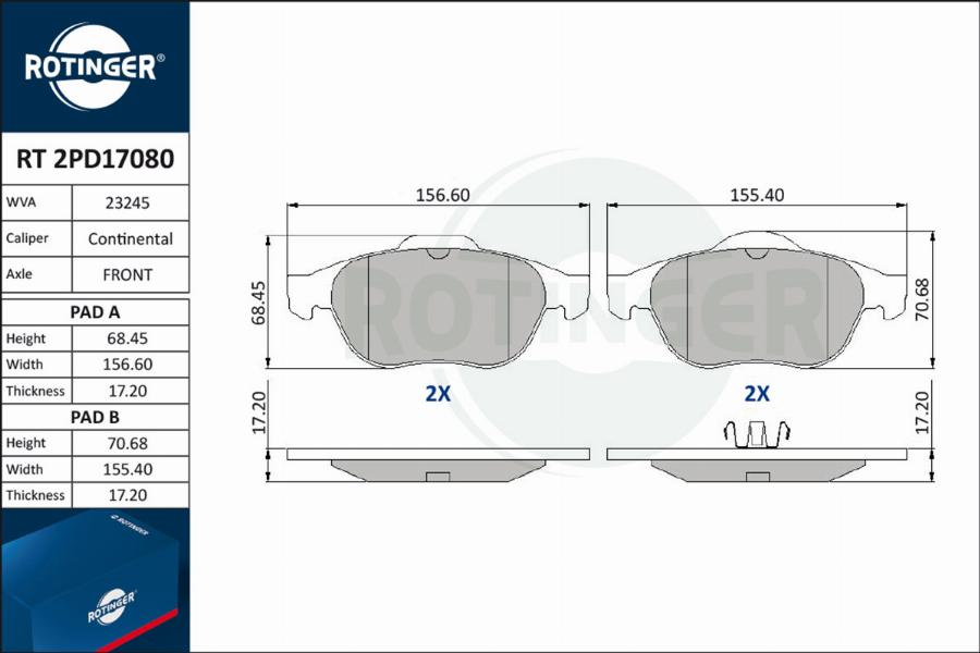 Rotinger RT 2PD17080 - Bremžu uzliku kompl., Disku bremzes autospares.lv