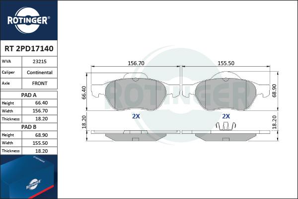 Rotinger RT 2PD17140 - Bremžu uzliku kompl., Disku bremzes autospares.lv