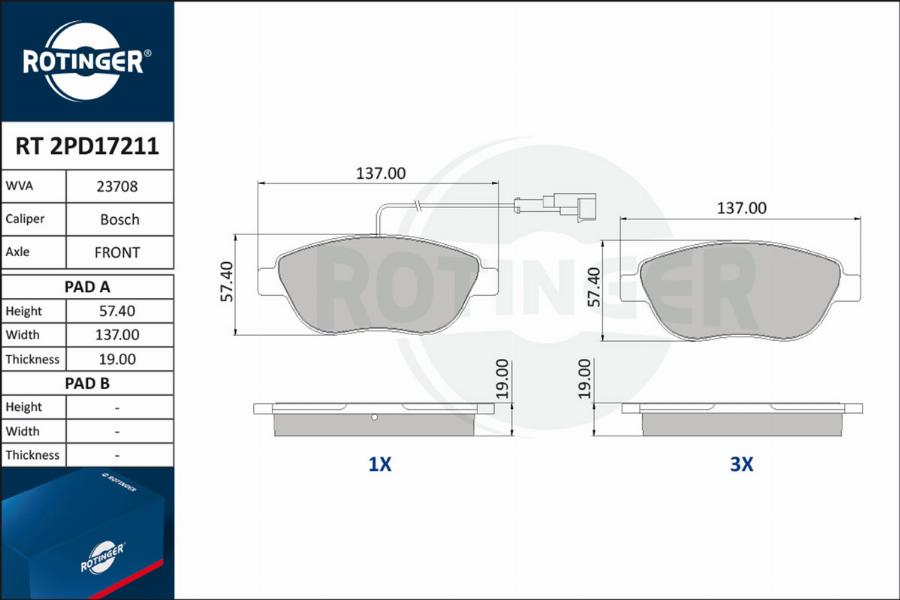 Rotinger RT 2PD17211 - Bremžu uzliku kompl., Disku bremzes autospares.lv