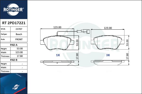 Rotinger RT 2PD17221 - Bremžu uzliku kompl., Disku bremzes autospares.lv