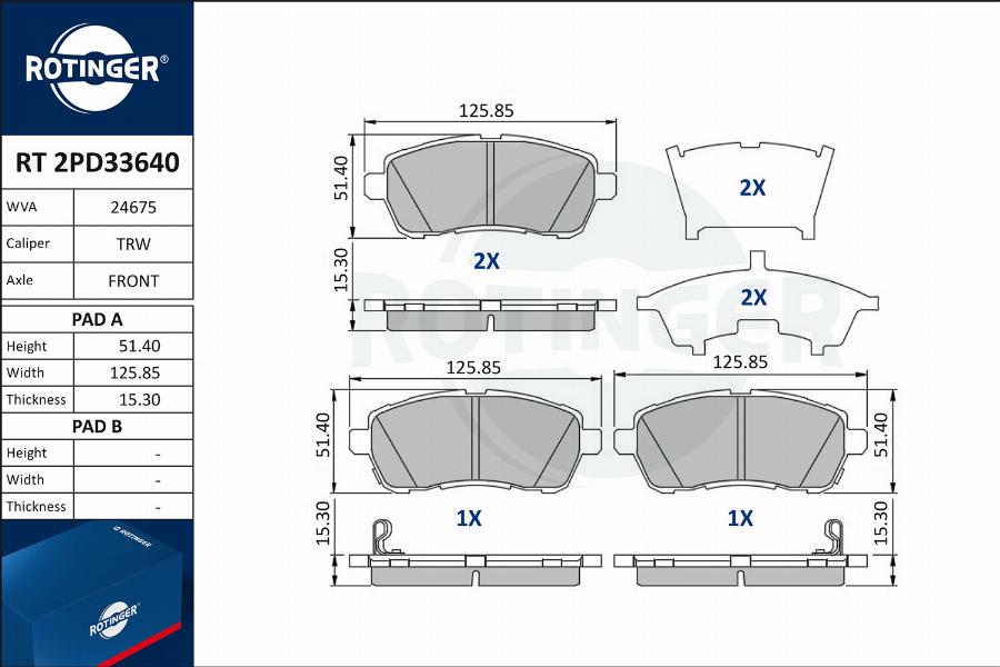 Rotinger RT 2PD33640 - Bremžu uzliku kompl., Disku bremzes autospares.lv