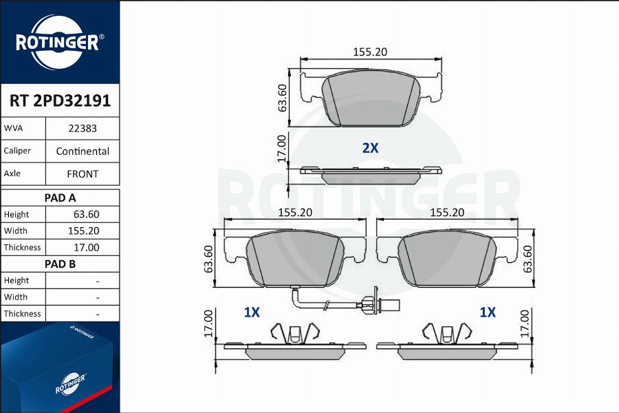 Rotinger RT 2PD32191 - Bremžu uzliku kompl., Disku bremzes www.autospares.lv