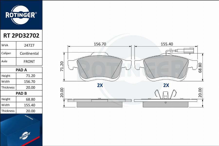 Rotinger RT 2PD32702 - Bremžu uzliku kompl., Disku bremzes autospares.lv