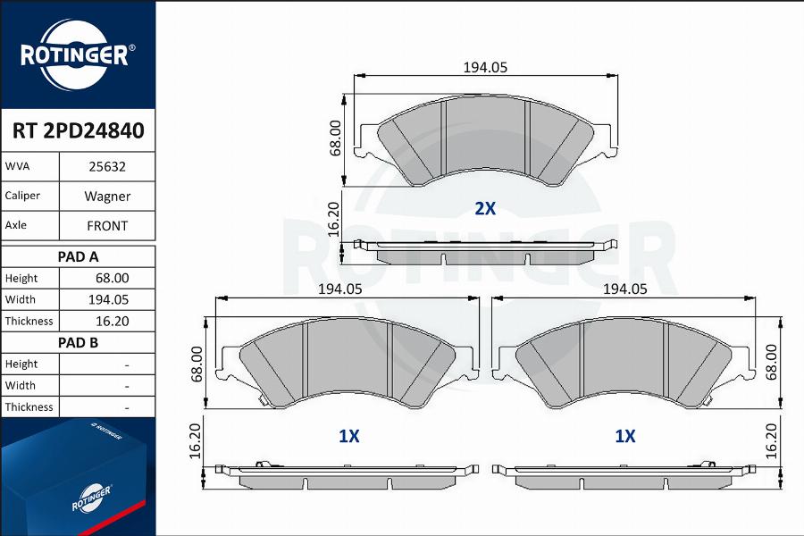 Rotinger RT 2PD24840 - Bremžu uzliku kompl., Disku bremzes autospares.lv