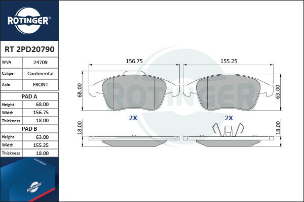 Rotinger RT 2PD20790 - Bremžu uzliku kompl., Disku bremzes autospares.lv