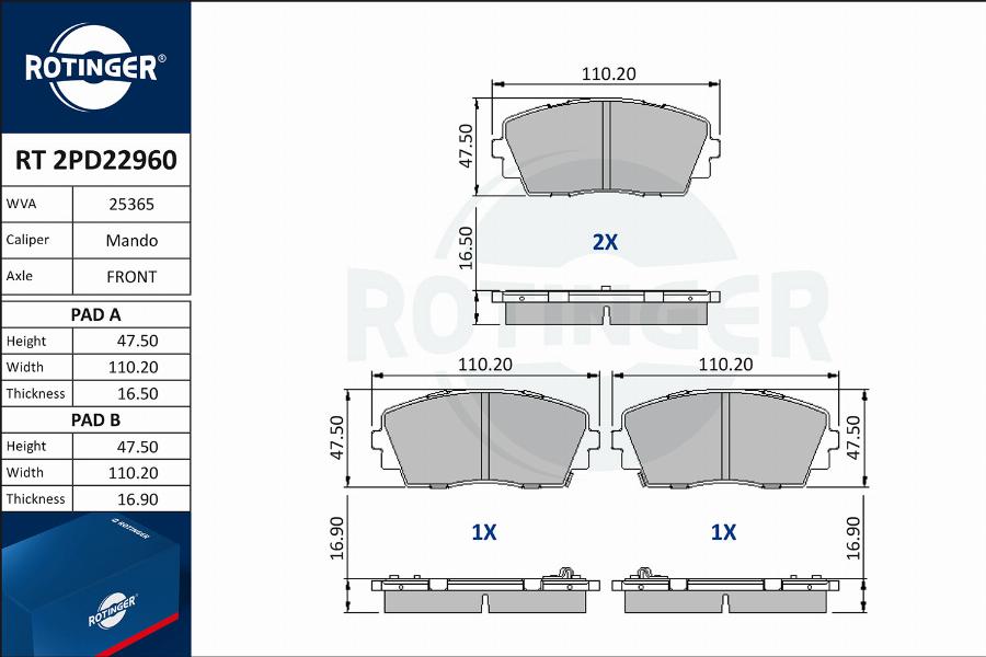 Rotinger RT 2PD22960 - Bremžu uzliku kompl., Disku bremzes autospares.lv