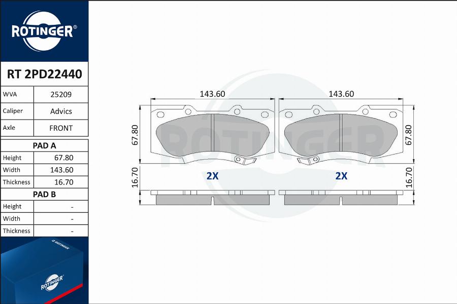 Rotinger RT 2PD22440 - Bremžu uzliku kompl., Disku bremzes autospares.lv