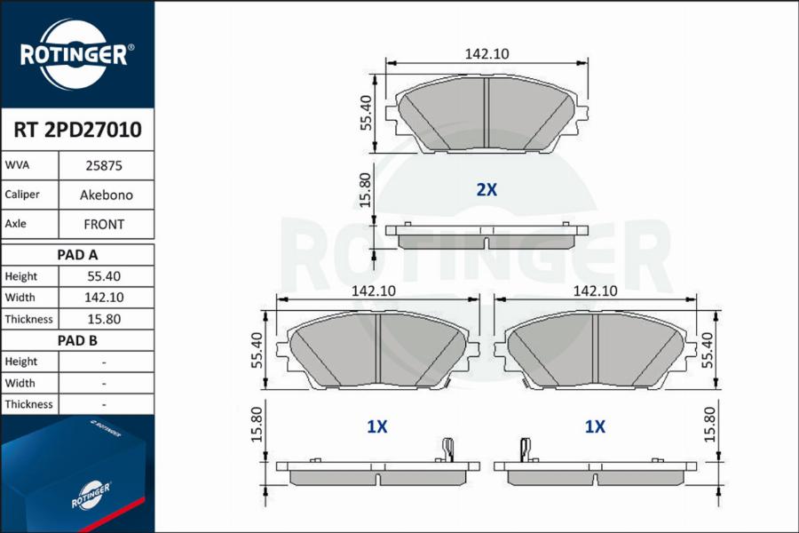 Rotinger RT 2PD27010 - Bremžu uzliku kompl., Disku bremzes autospares.lv