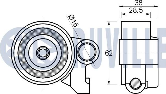 Ruville 540598 - Spriegotājrullītis, Gāzu sadales mehānisma piedziņas siksna www.autospares.lv