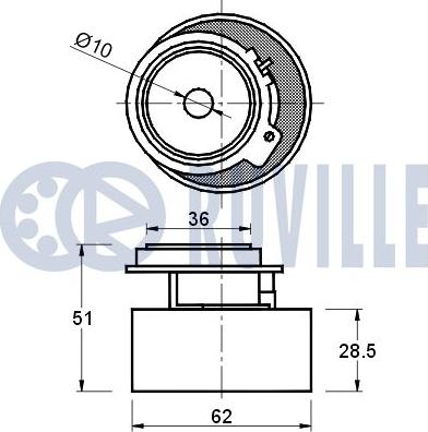 Ruville 540505 - Spriegotājrullītis, Gāzu sadales mehānisma piedziņas siksna www.autospares.lv